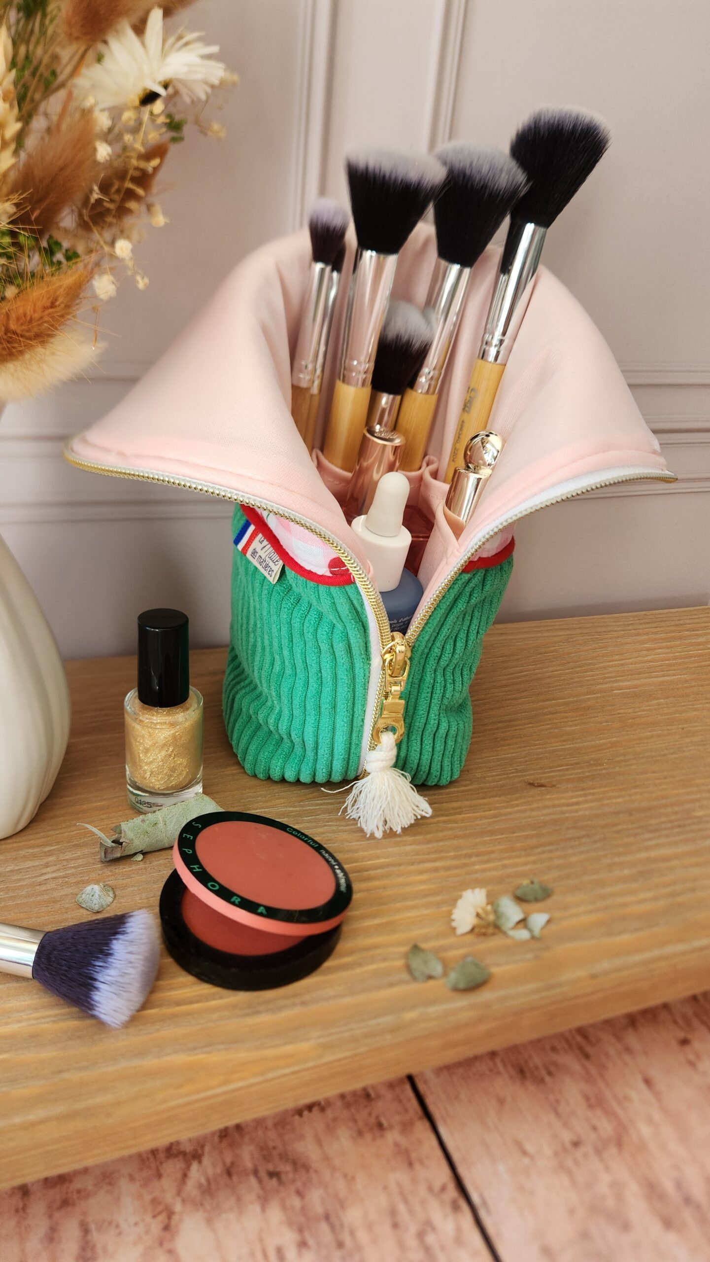 Trousse MEL' velours côtelé basilic – Image 2