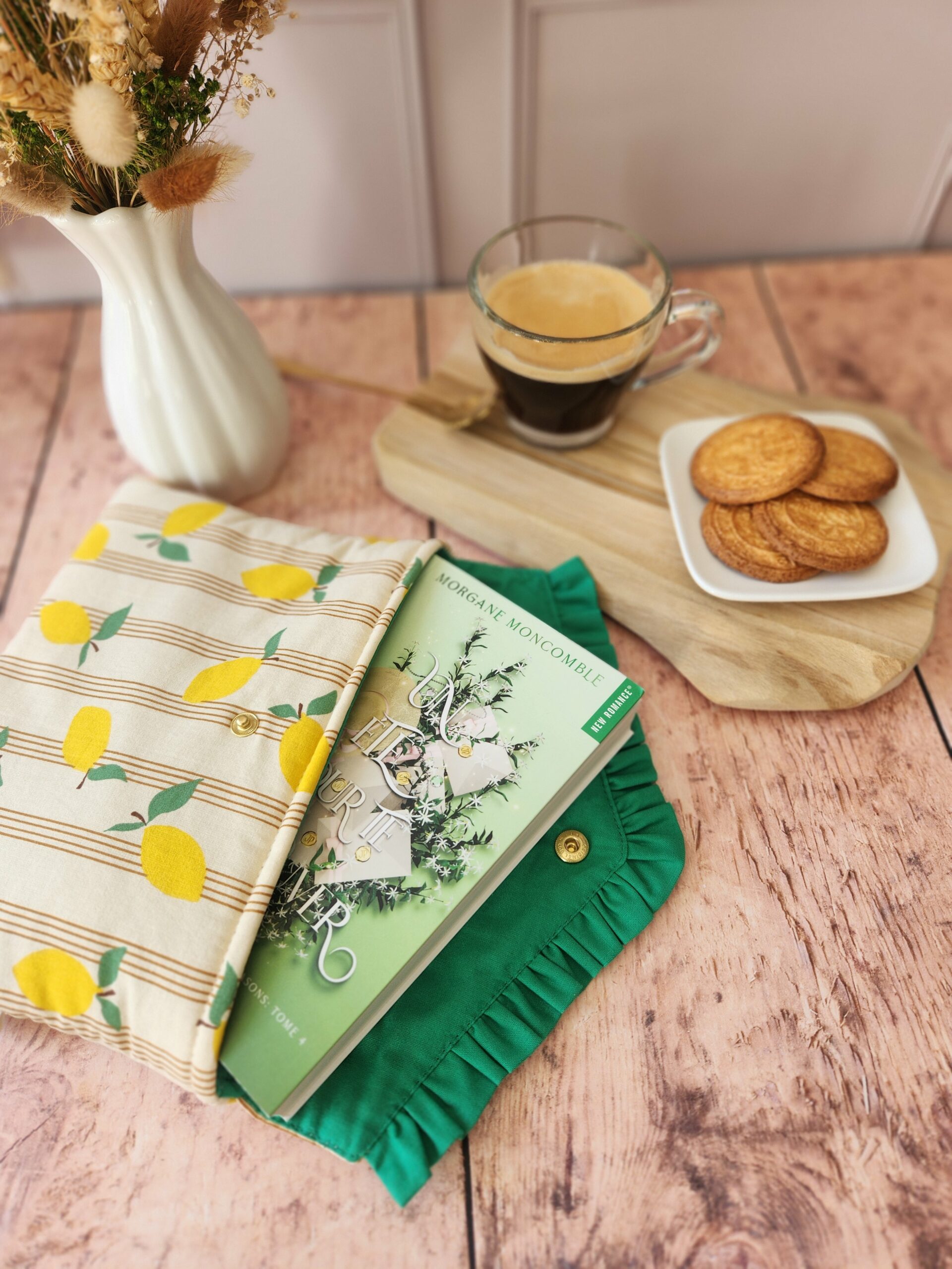 Pochette ÉGLANTINE à volant coton lime motif citrons – Image 3