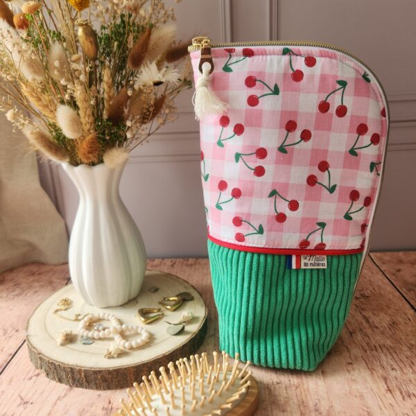Trousse  MEL' velours côtelé basilic