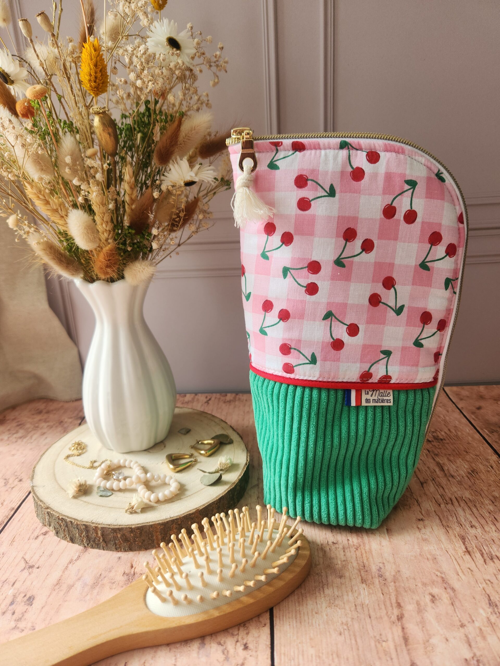Trousse MEL' velours côtelé basilic