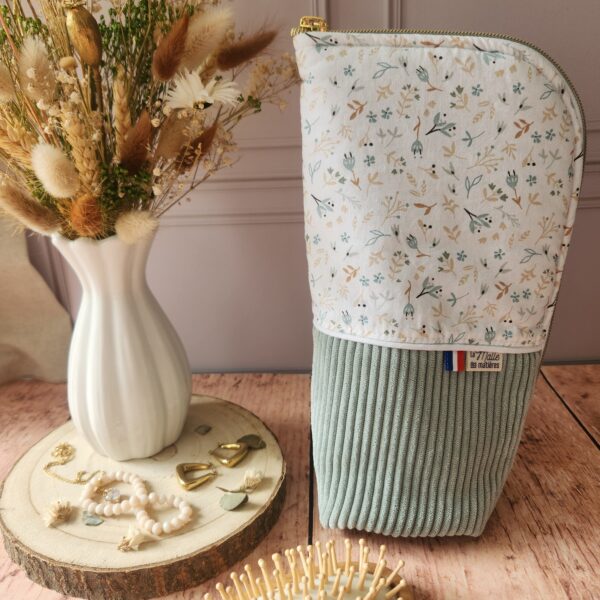 Trousse  MEL' velours côtelé vert d'eau
