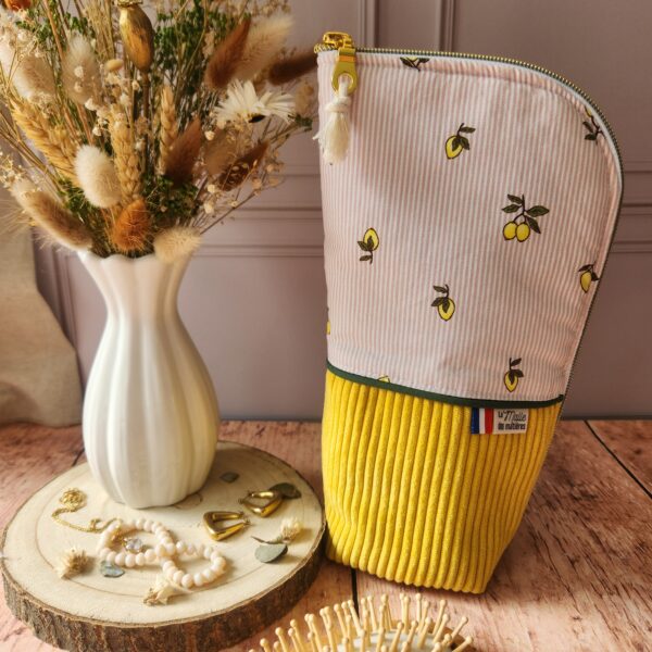 Trousse  MEL' velours côtelé jaune