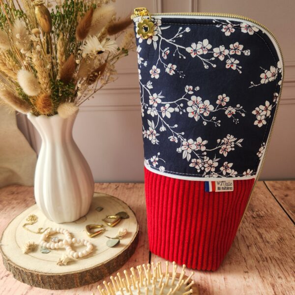Trousse  MEL' velours côtelé rouge