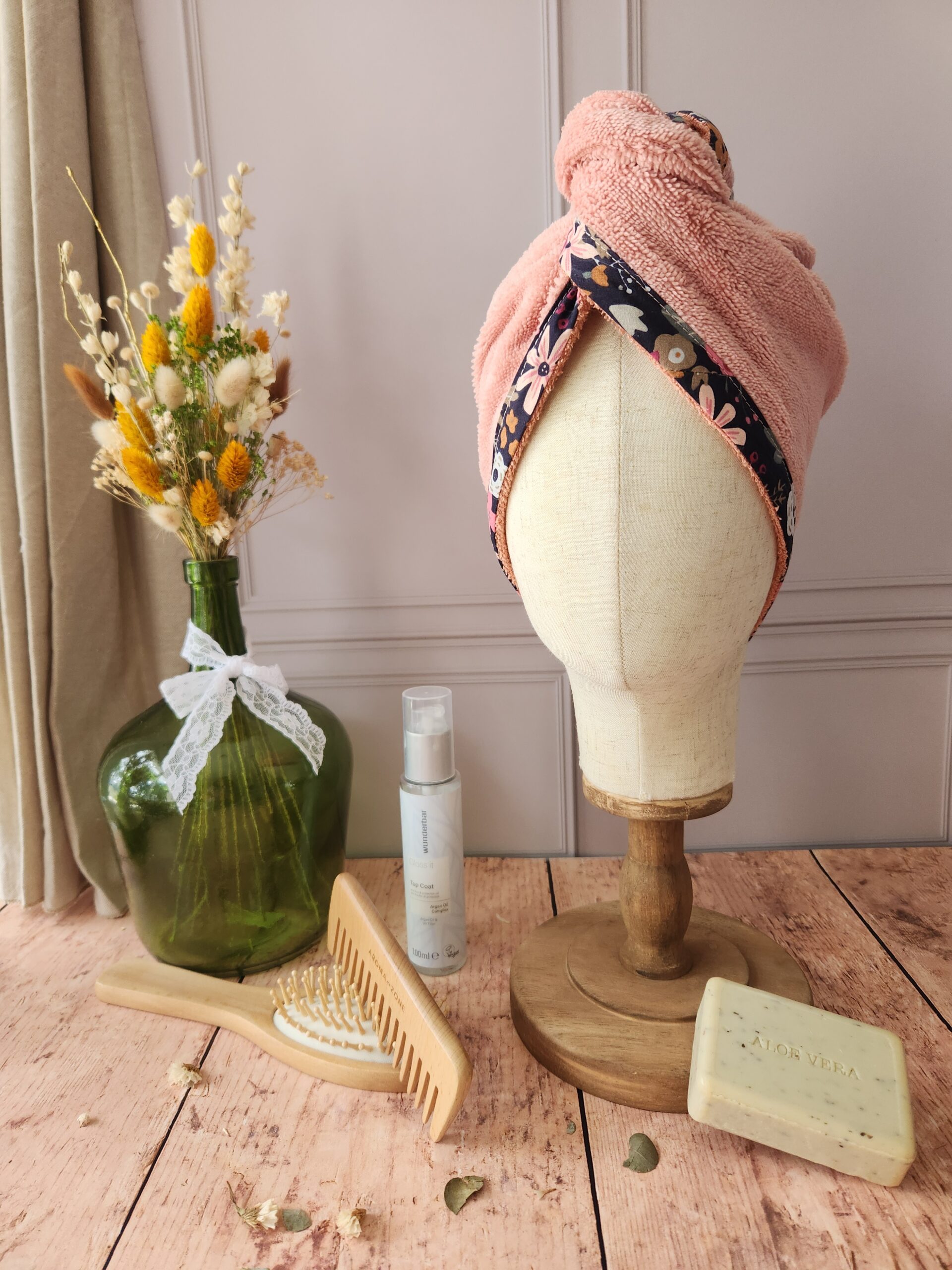 La Serviette Cheveux marsala & biais Coton Olga