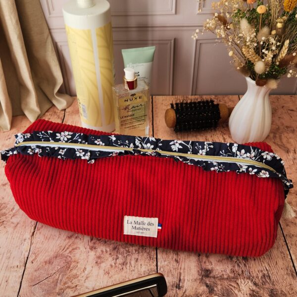 Trousse LISE froufrou velours côtelé tomate