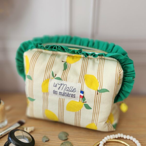 Petite trousse à maquillage MIA FROUFROU citrons fond écru